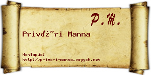 Privári Manna névjegykártya